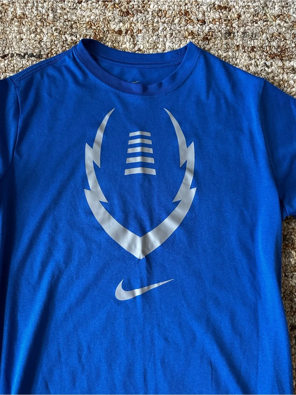 Nike Blue Dri-FIT Graphic Tee with Silver Logo